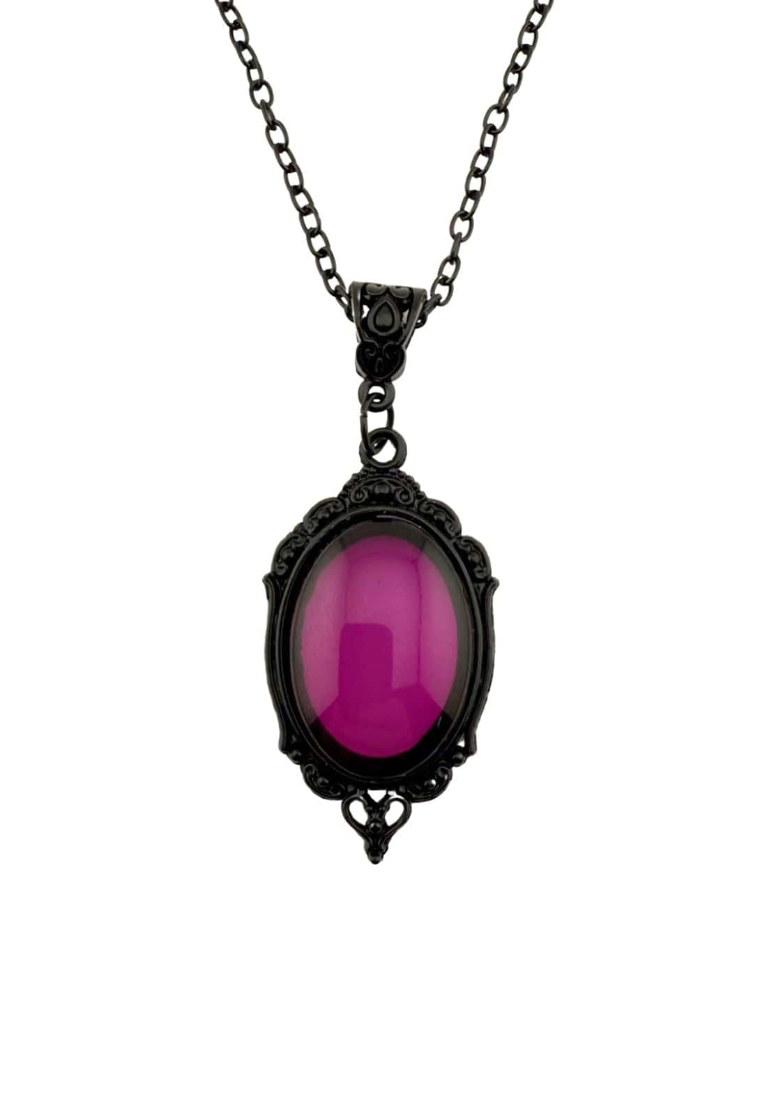 Gothic stein purple halskette mit schwarzem und lila cameo und verziertem rahmen